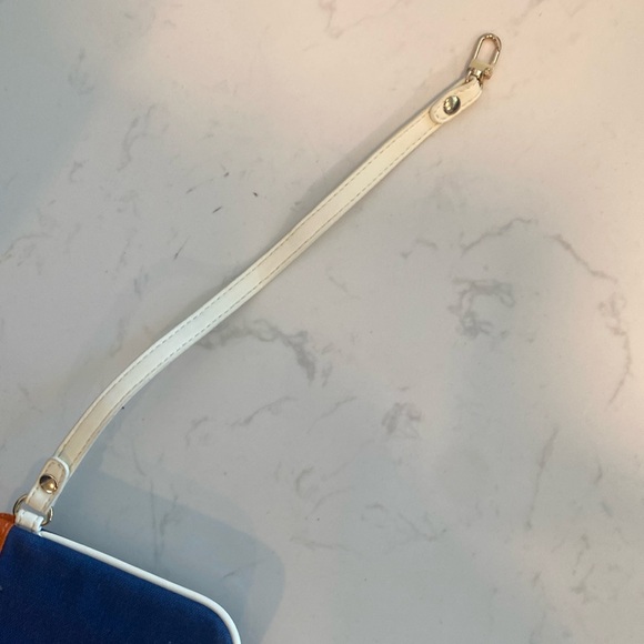 Spartina 449 Anchor Nautical Blue Orange lime Off White Top Zip Wristlet - Picture 10 of 13